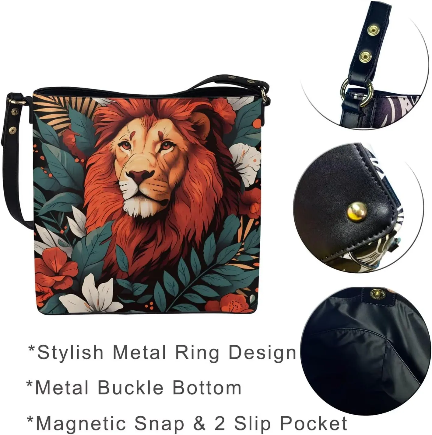 Women's Bucket Bag Top Handle Shoulder Bag, Folk Ethnic Bucket Bag Vegan Leather Shoulder Purses for Women