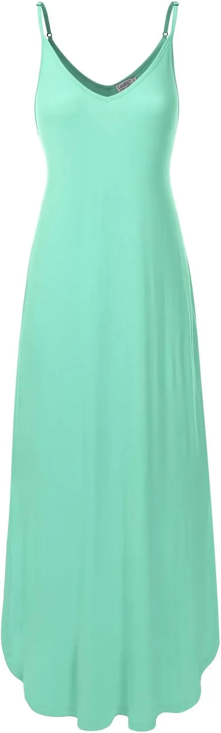 Women's Casual Loose Fit Long Cami Maxi Dress with Pockets (XS-XXL)