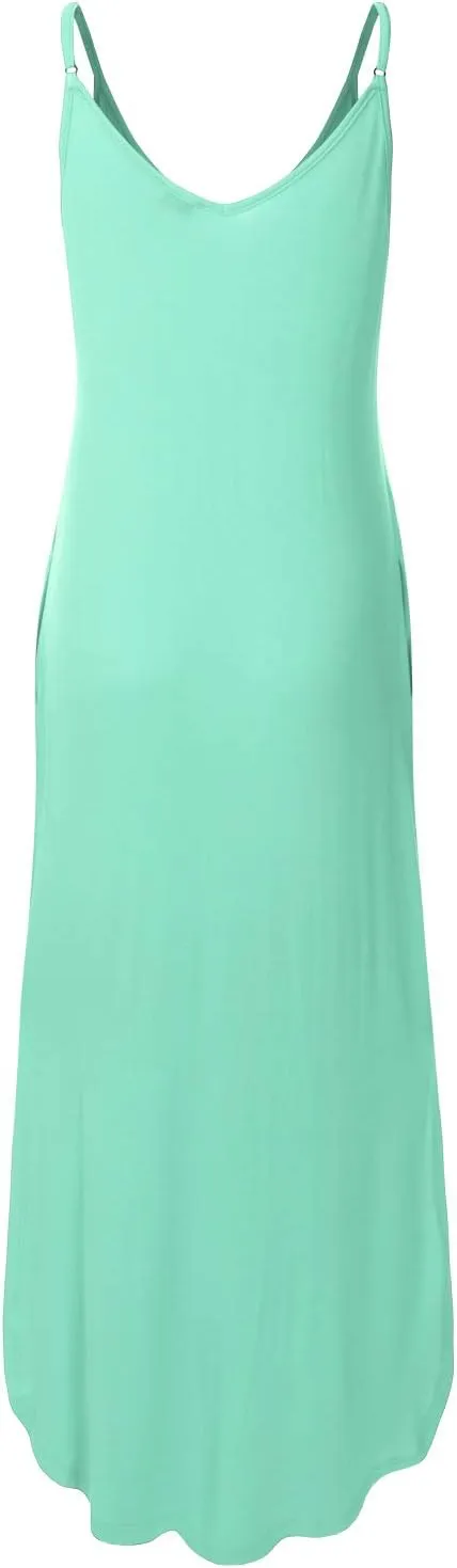 Women's Casual Loose Fit Long Cami Maxi Dress with Pockets (XS-XXL)