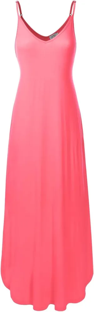 Women's Casual Loose Fit Long Cami Maxi Dress with Pockets (XS-XXL)
