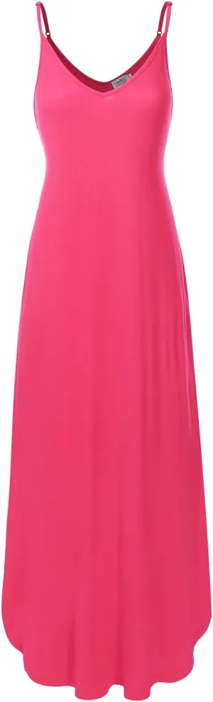 Women's Casual Loose Fit Long Cami Maxi Dress with Pockets (XS-XXL)