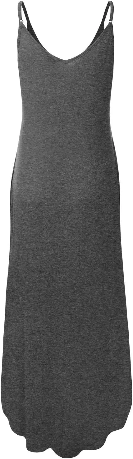 Women's Casual Loose Fit Long Cami Maxi Dress with Pockets (XS-XXL)