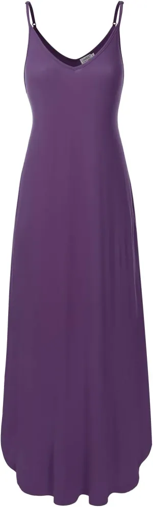 Women's Casual Loose Fit Long Cami Maxi Dress with Pockets (XS-XXL)