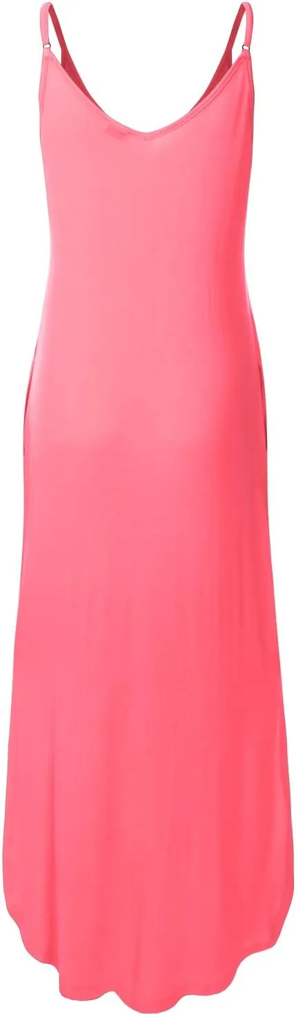 Women's Casual Loose Fit Long Cami Maxi Dress with Pockets (XS-XXL)