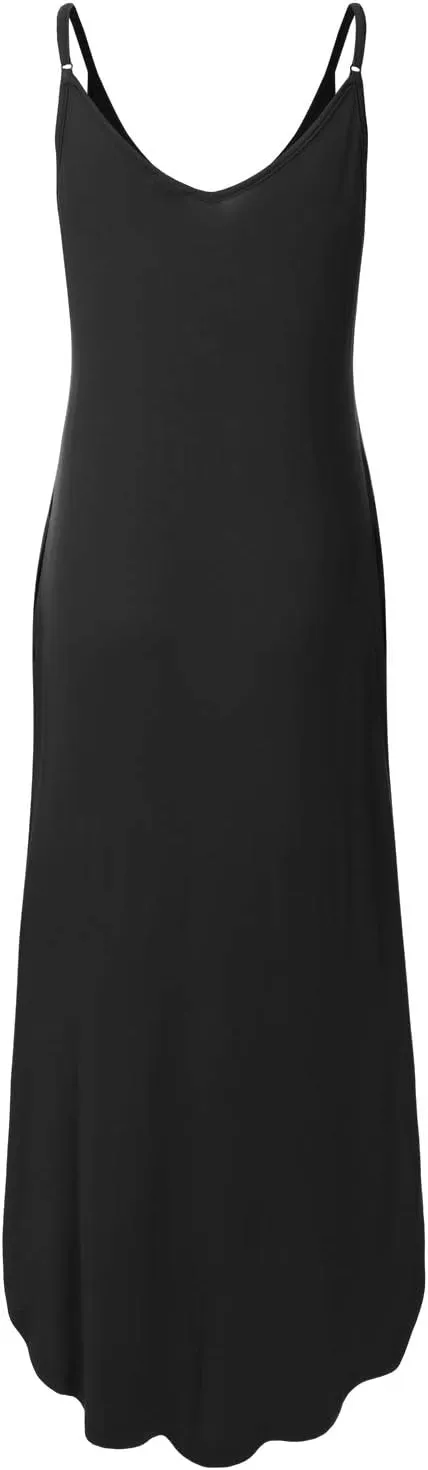 Women's Casual Loose Fit Long Cami Maxi Dress with Pockets (XS-XXL)
