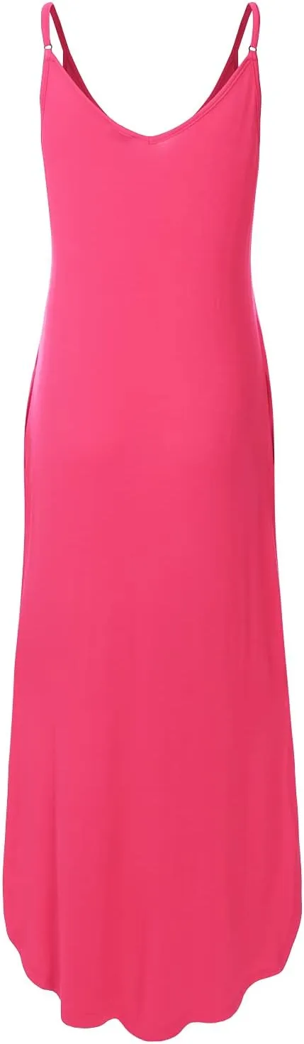 Women's Casual Loose Fit Long Cami Maxi Dress with Pockets (XS-XXL)
