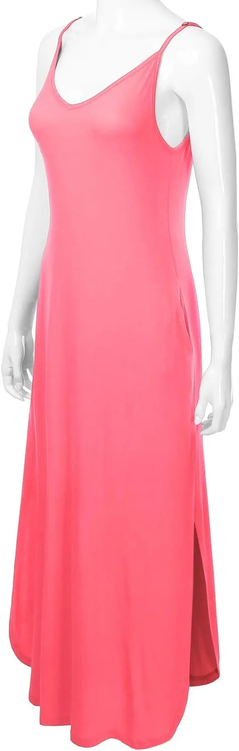 Women's Casual Loose Fit Long Cami Maxi Dress with Pockets (XS-XXL)