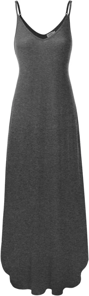 Women's Casual Loose Fit Long Cami Maxi Dress with Pockets (XS-XXL)