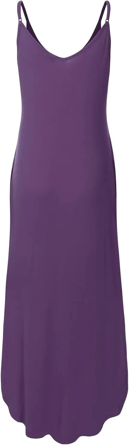 Women's Casual Loose Fit Long Cami Maxi Dress with Pockets (XS-XXL)