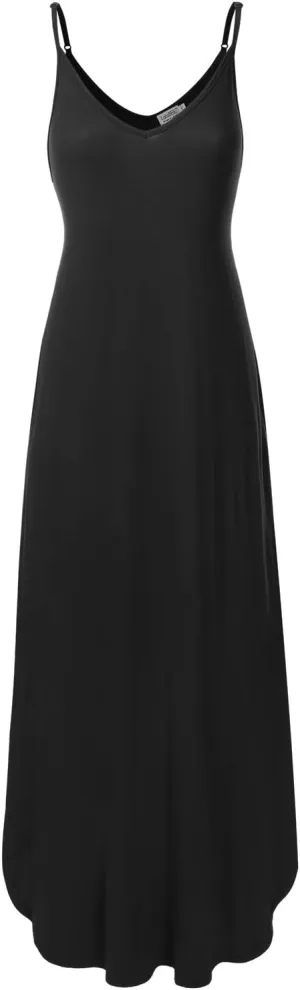 Women's Casual Loose Fit Long Cami Maxi Dress with Pockets (XS-XXL)