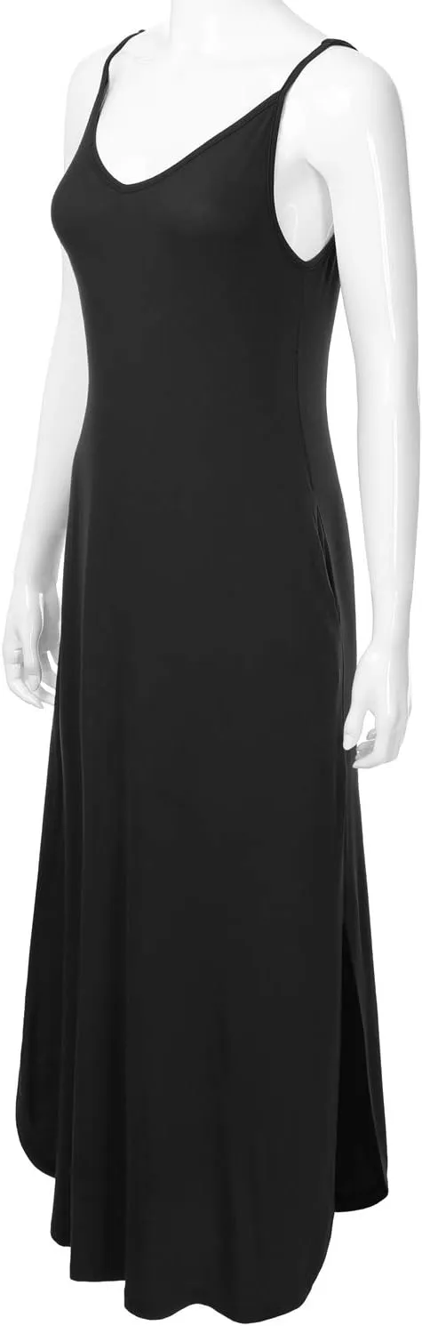 Women's Casual Loose Fit Long Cami Maxi Dress with Pockets (XS-XXL)