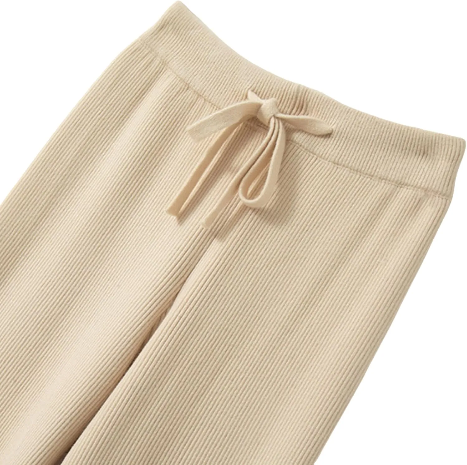 Women's Casual Wide Leg Pants Fall Winter Elastic Waist Loose Rib Knit Lounge Palazzo Trousers High Waist Sweater Pant