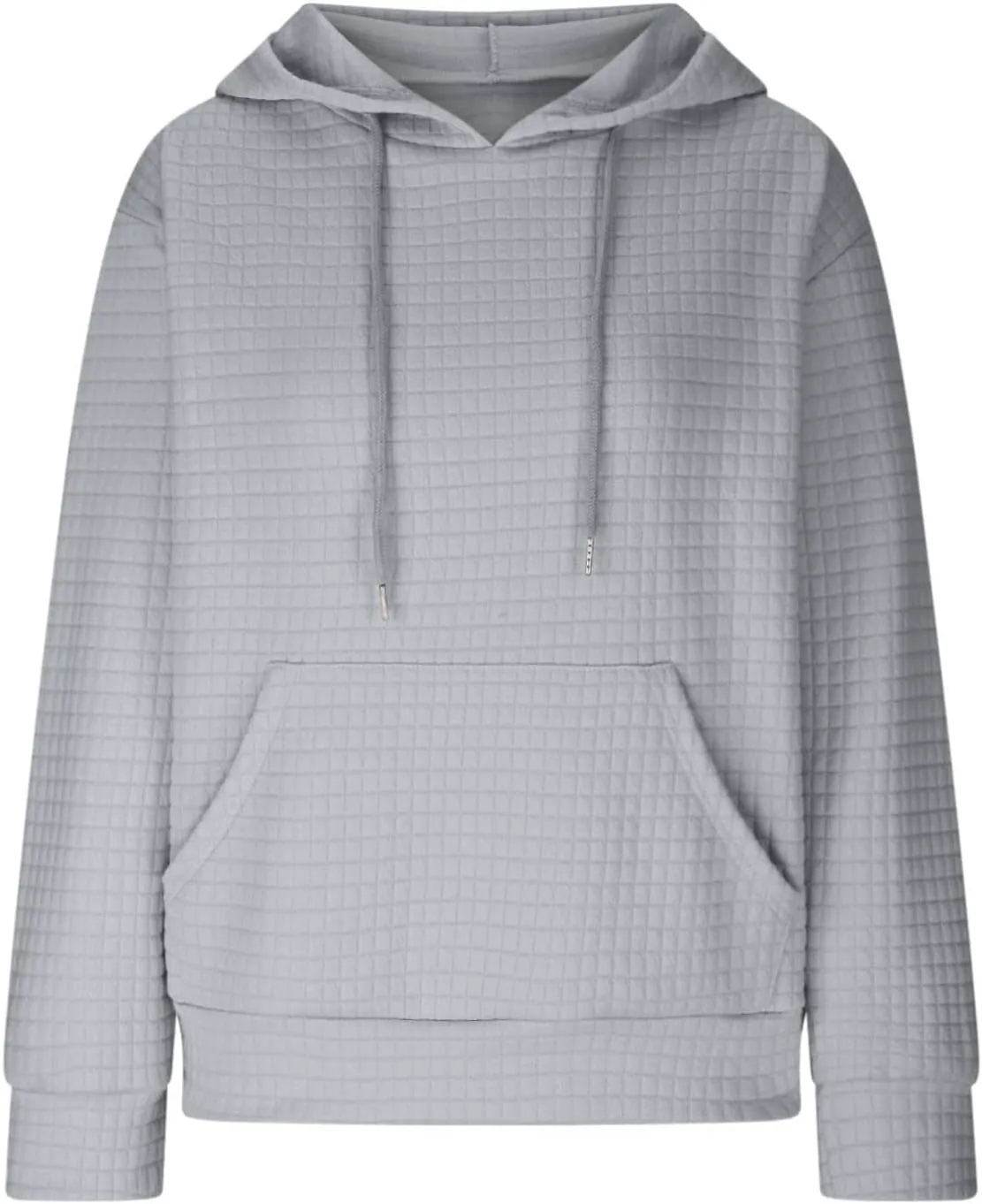 Womens Comfort Hoodies for Anxiety Casual Long Sleeve Drawstring Waffle Pullover Loose Hooded Sweatshirt with Pocket