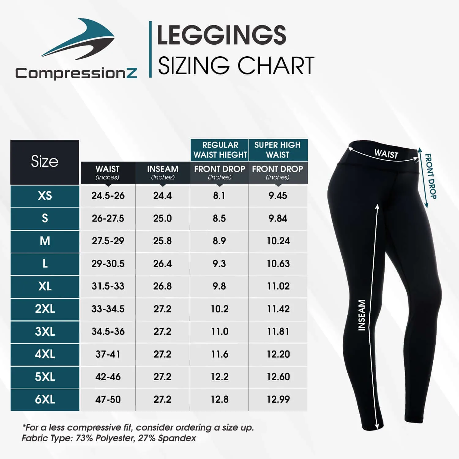 Women's Compression Leggings Super High Waist W/ Pockets - Black