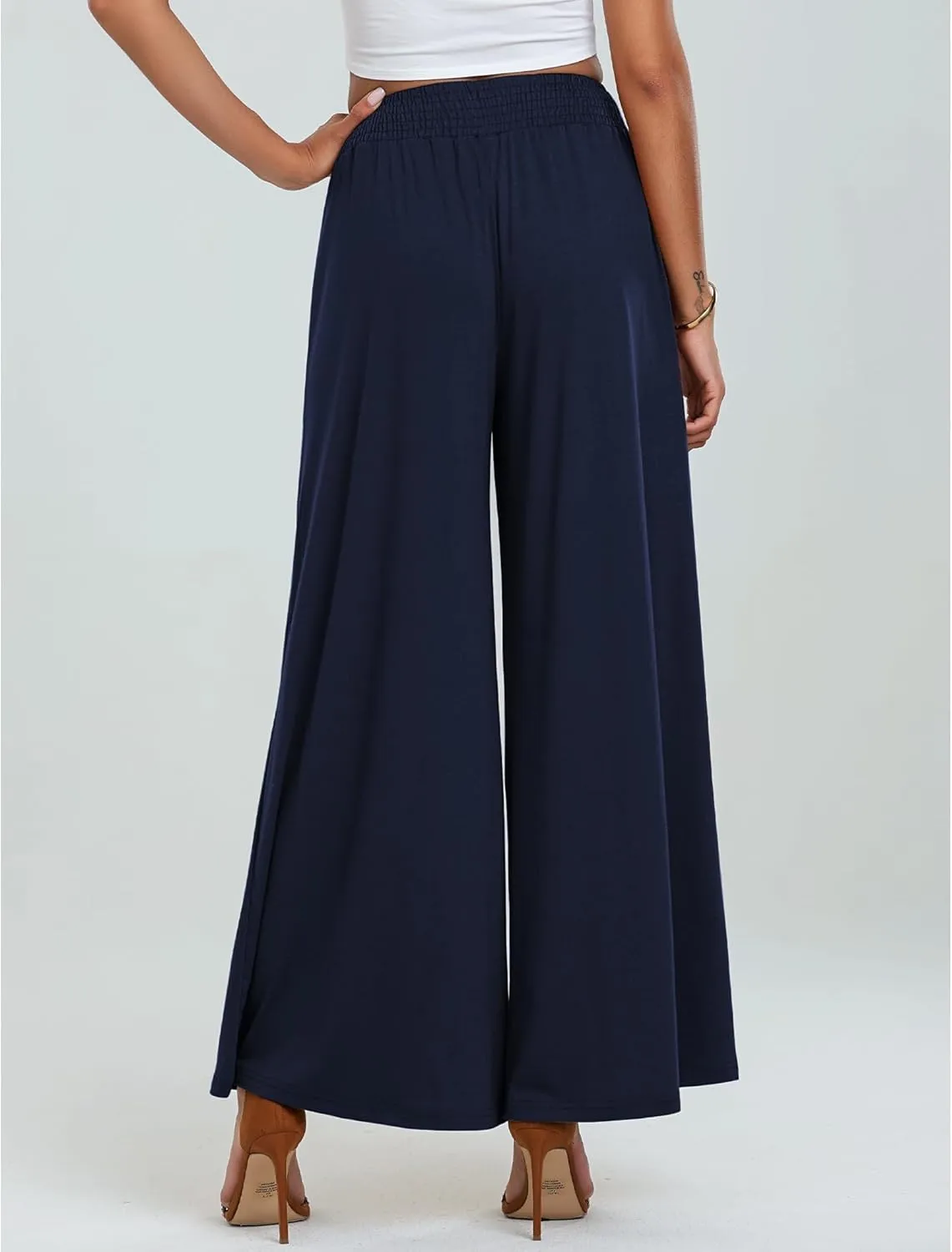 Womens Cotton Linen Pants Wide Leg Pants Summer Vacation Beach Pant Solid Color Loose Casual Trousers with Pockets