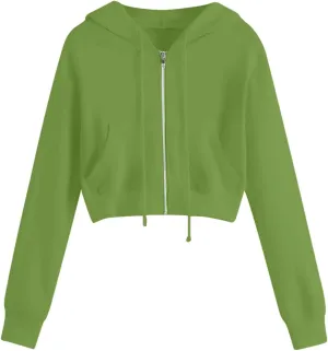 Womens Cropped Hoodie Zip Up Hoodies Jackets Zipper Long Sleeve Sweatshirts Fall Trendy 2024 Y2K Fashion Clothes