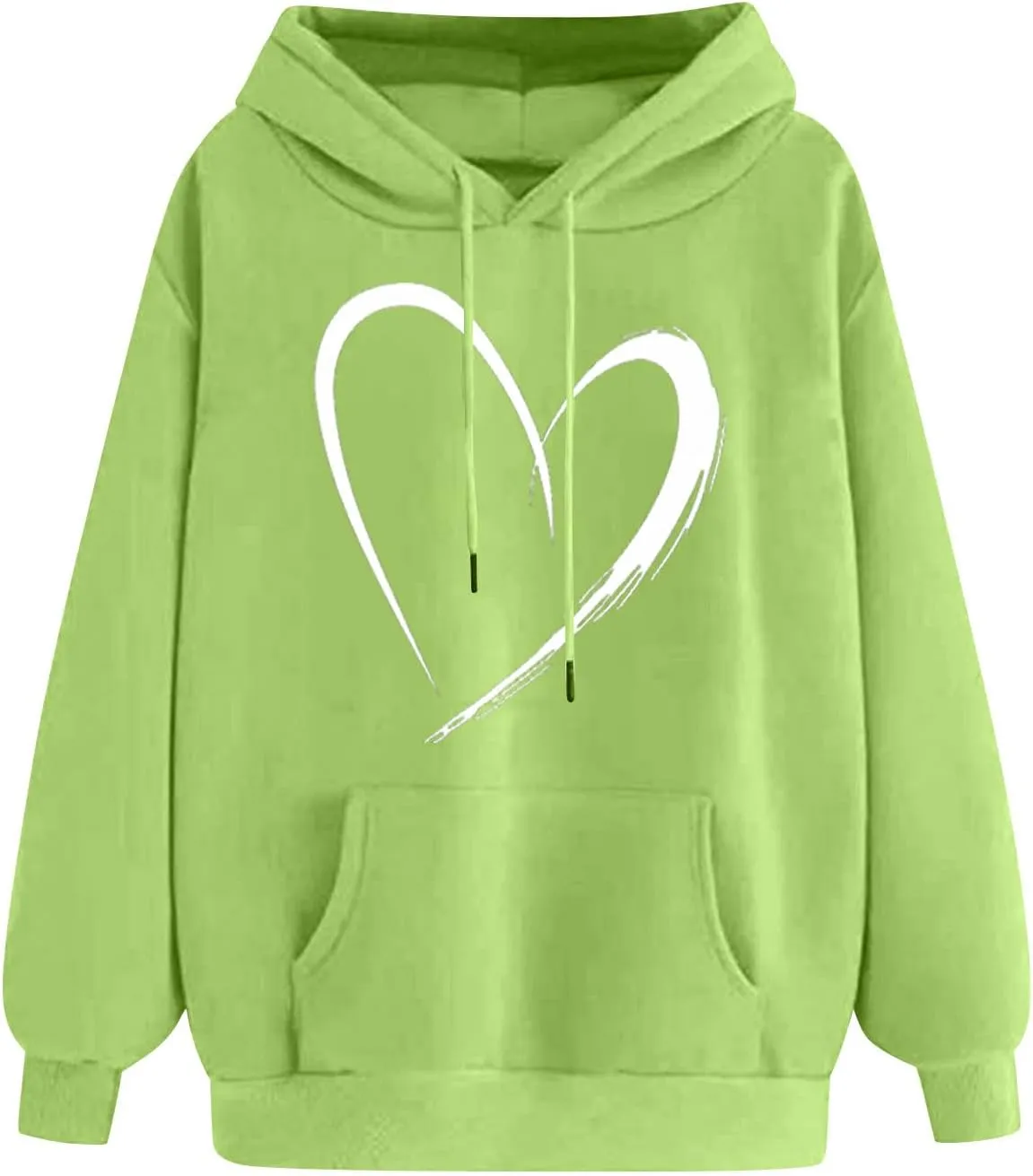 Womens Cute Heart Hoodies Graphic Pullover Fall Fashion Hooded Drawstring Sweatshirt Teen Girls Long Sleeve Sweater