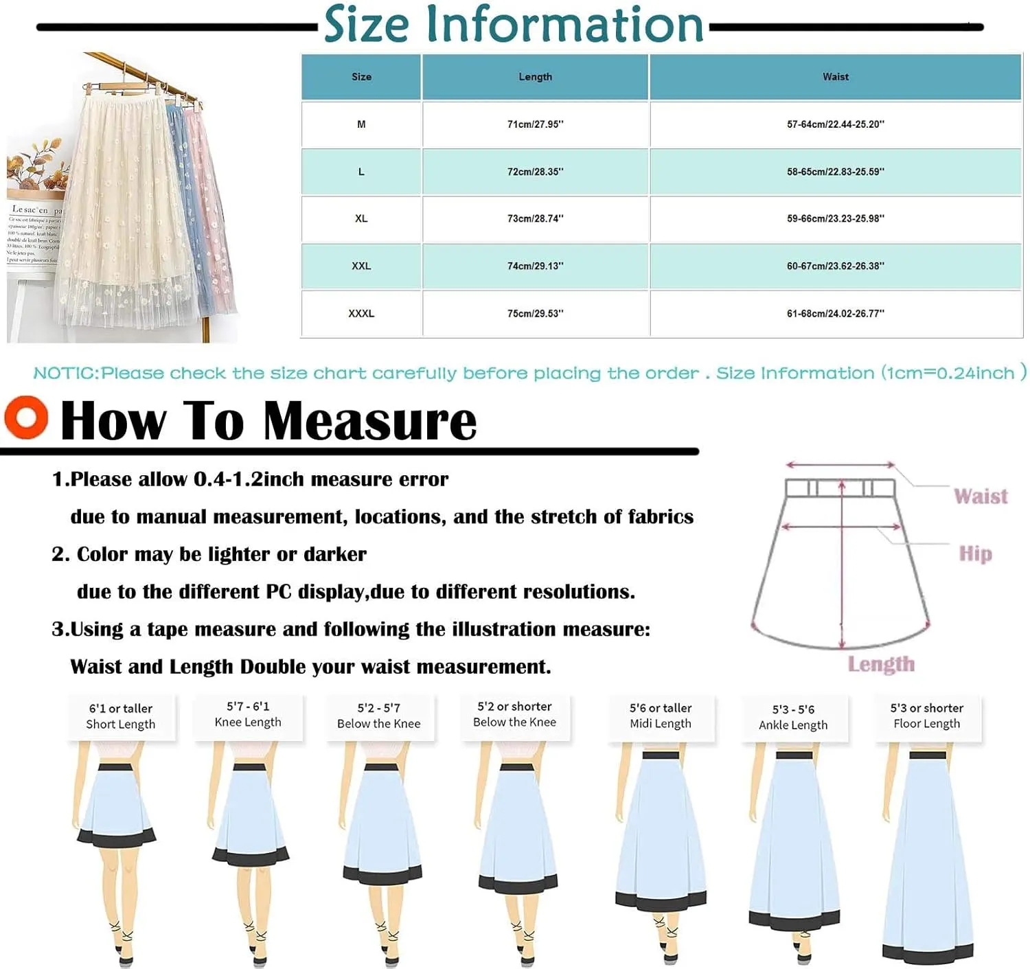 Women's Floral Midi Skirt Elastic Pleated Mesh A-Line Tulle Skirt Swing Women Skirt Wrap Midi Skirts Ankle Skirts