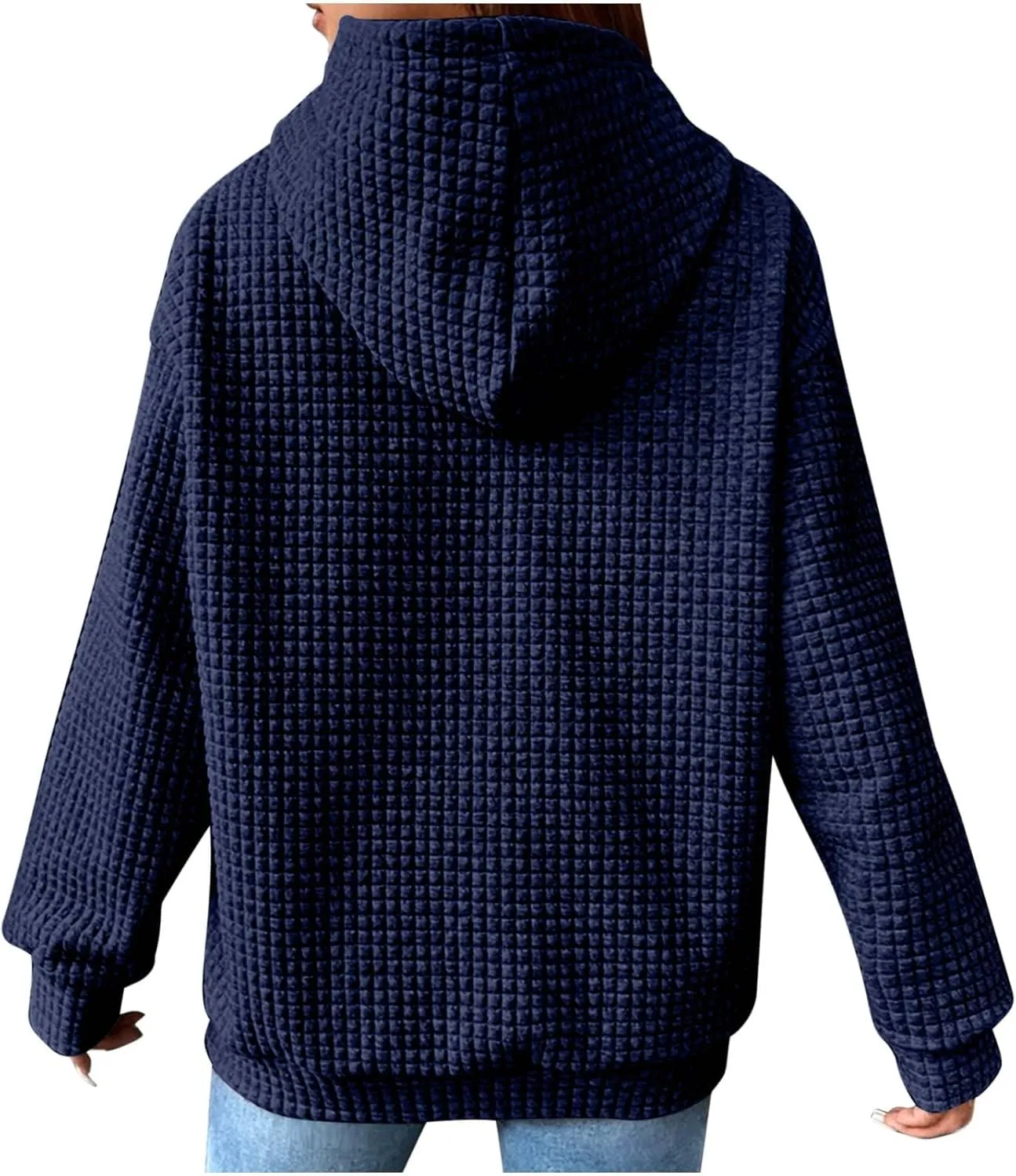Womens Hoodies Waffle Hooded Sweatshirt Long Sleeve Casual Loose Fit Pullover Tops 2024 Fall Fashion with Pocket