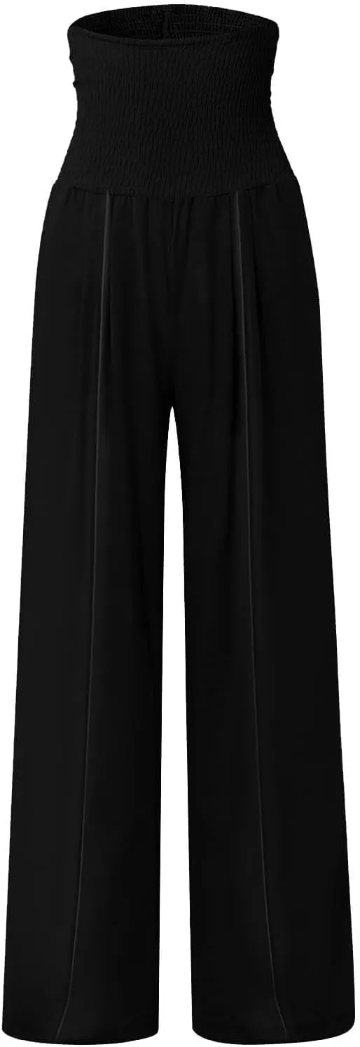 Women's Linen Blend Summer Palazzo Palazzo Pants High Waist Straight Slim Fit Pants Business Work
