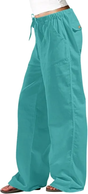 Womens Linen Blend Summer Printed Palazzo Pants High Waist Wide Leg Slim Fit Palazzo Lounge Pants Business Work