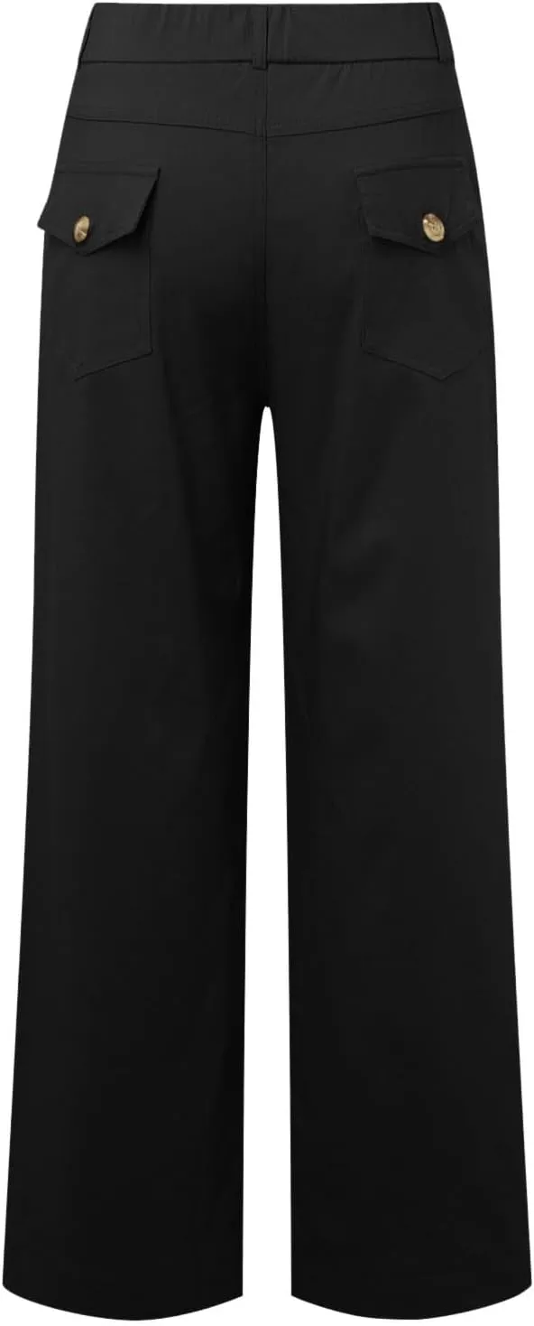 Women's Linen Summer Casual Loose Palazzo Pants Low Waist Baggy Stretchy Slim Fit Palazzo Pants Business Work