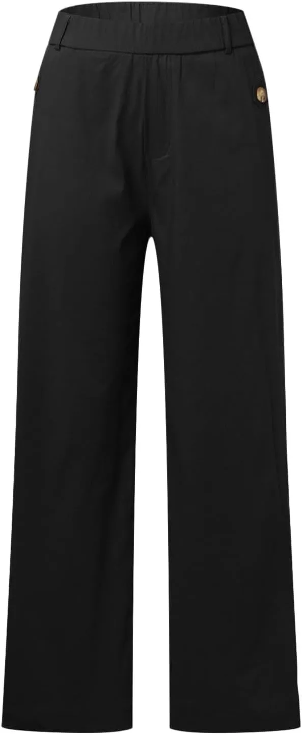 Women's Linen Summer Casual Loose Palazzo Pants Low Waist Baggy Stretchy Slim Fit Palazzo Pants Business Work
