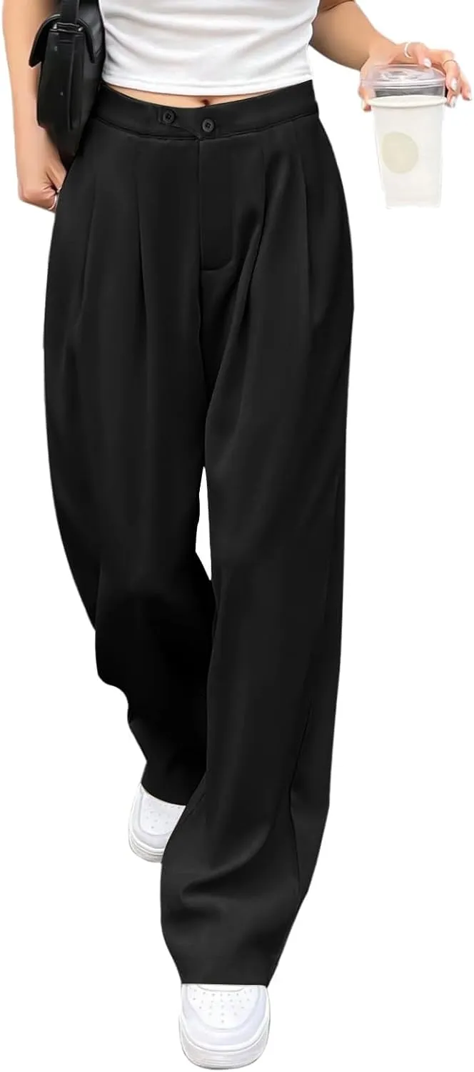 Womens Linen Summer Palazzo Palazzo Pants Elastic Waisted Lounge Pants Plus Size Pant Trousers Office