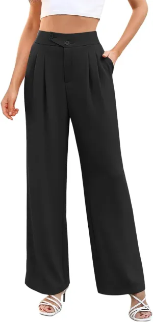 Womens Linen Summer Palazzo Palazzo Pants Elastic Waisted Lounge Pants Plus Size Pant Trousers Office