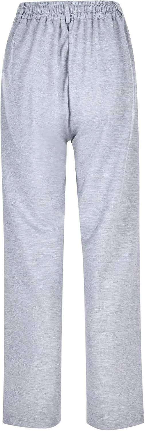 Women's Linen Summer Solid Pants Low Waist Straight Loose Fit Trousers Trendy