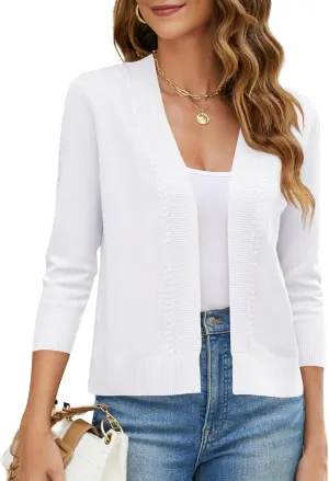 Womens Long Sleeve Open Front Knit Crop Bolero Cardigan Sweater Shrug for Dress
