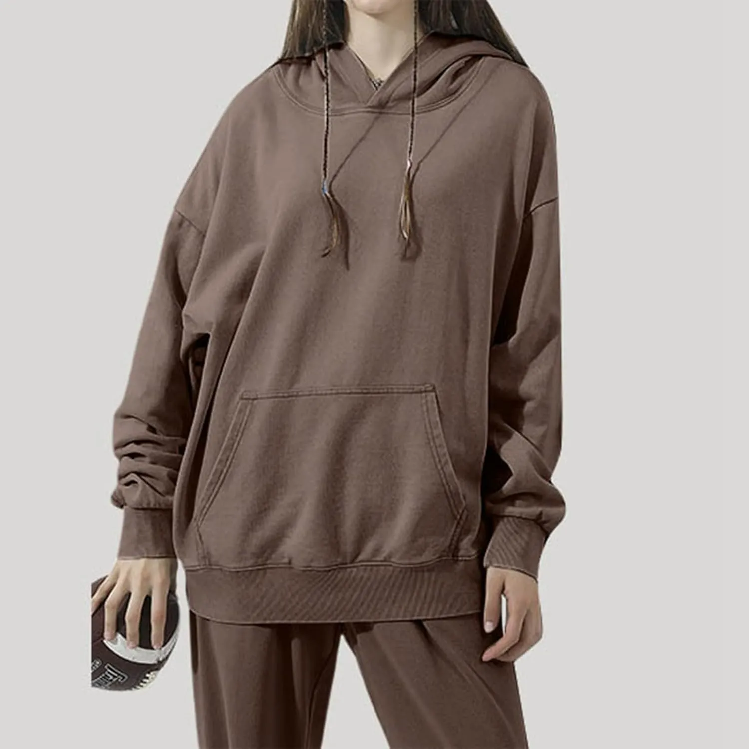 Womens Oversized Hooded Sweatshirts 2024 Casual Crewneck Hoodies Long Sleeve Pullover Preppy Outfits