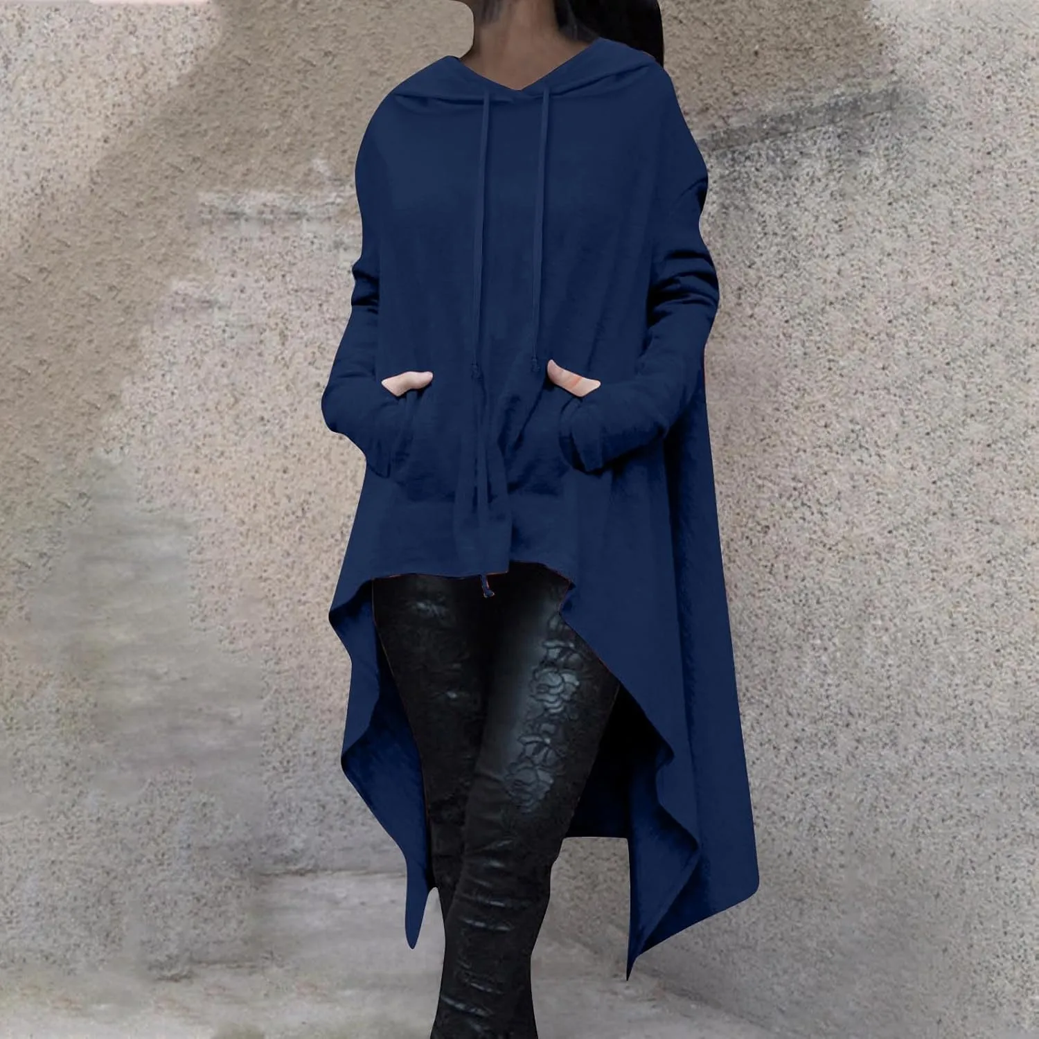 Womens Oversized Hoodies Cloak 2024 Gothic Vintage Asymmetrical Long Pullover Fall Loose Thin Long Sleeve Plain Top