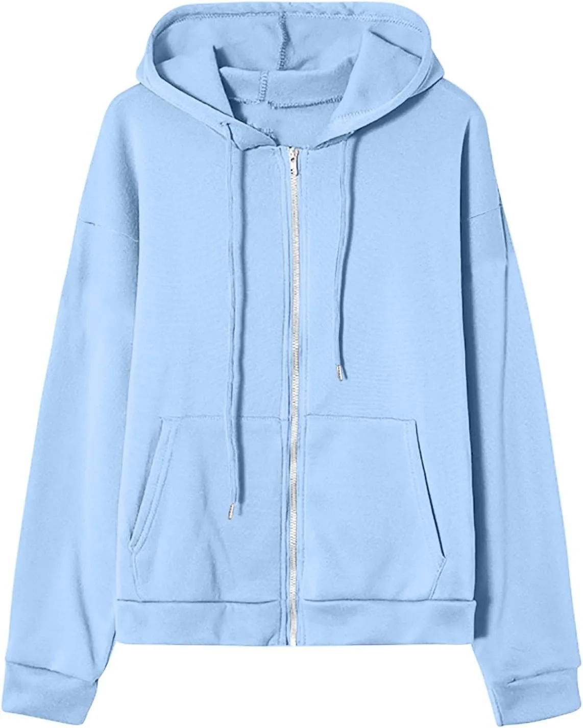 Womens Oversized Zip Up Hoodie Trendy Drawstring Long Sleeve Fall Jackets Casual Teen Girls Y2k Hooded Sweatshirts