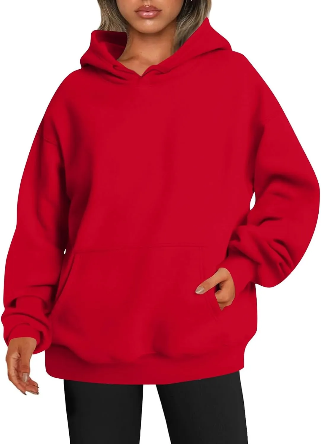 Womens Plain Hoodies Oversized Sweatshirts Pullover Fleece Sweaters With Pockets Winter Fall Outfits Y2k Clothes