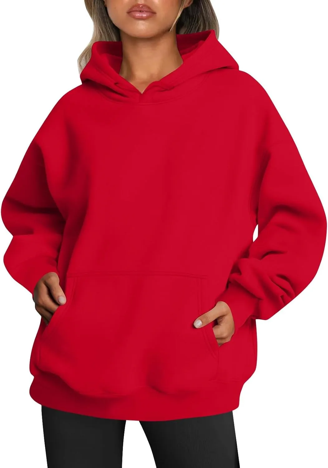 Womens Plain Hoodies Oversized Sweatshirts Pullover Fleece Sweaters With Pockets Winter Fall Outfits Y2k Clothes