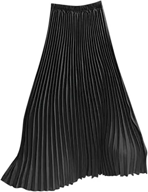 Women's Pleated Midi Skirt Womens Elastic Waist Solid Elegant Skirt Womens Plaid Skirts for Women Midi Skirts