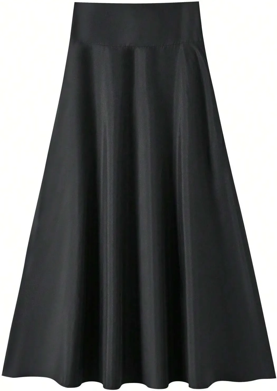 Womens Pleated Waist Slimming Casual Midi Skirt Flared Knee Length Skirts for Women