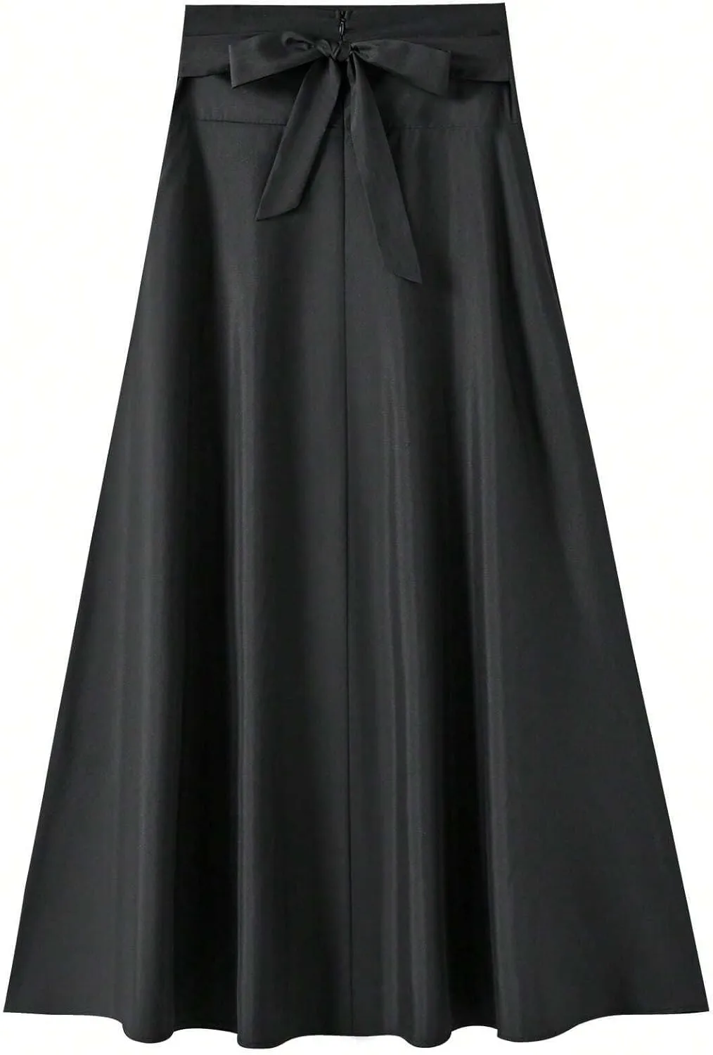 Womens Pleated Waist Slimming Casual Midi Skirt Flared Knee Length Skirts for Women