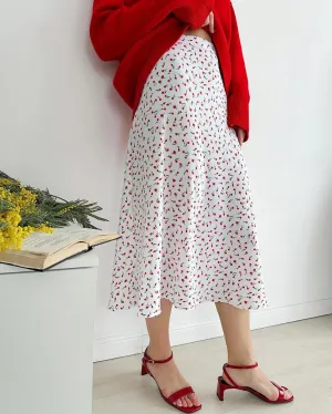 Women's Satin Long Skirt Dressy Coquette Floral A Line Midi Skirt Summer High Waisted Silk Cute Flowy Aesthetic Dress