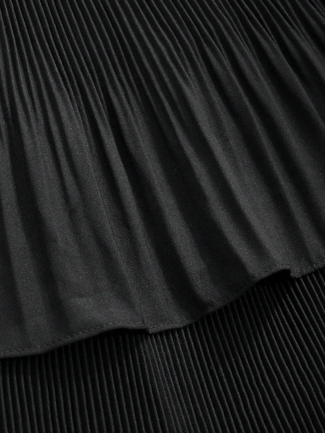 Womens Solid Ruffle Hem Pleated Midi Skirt Knee Length Skirts for Women