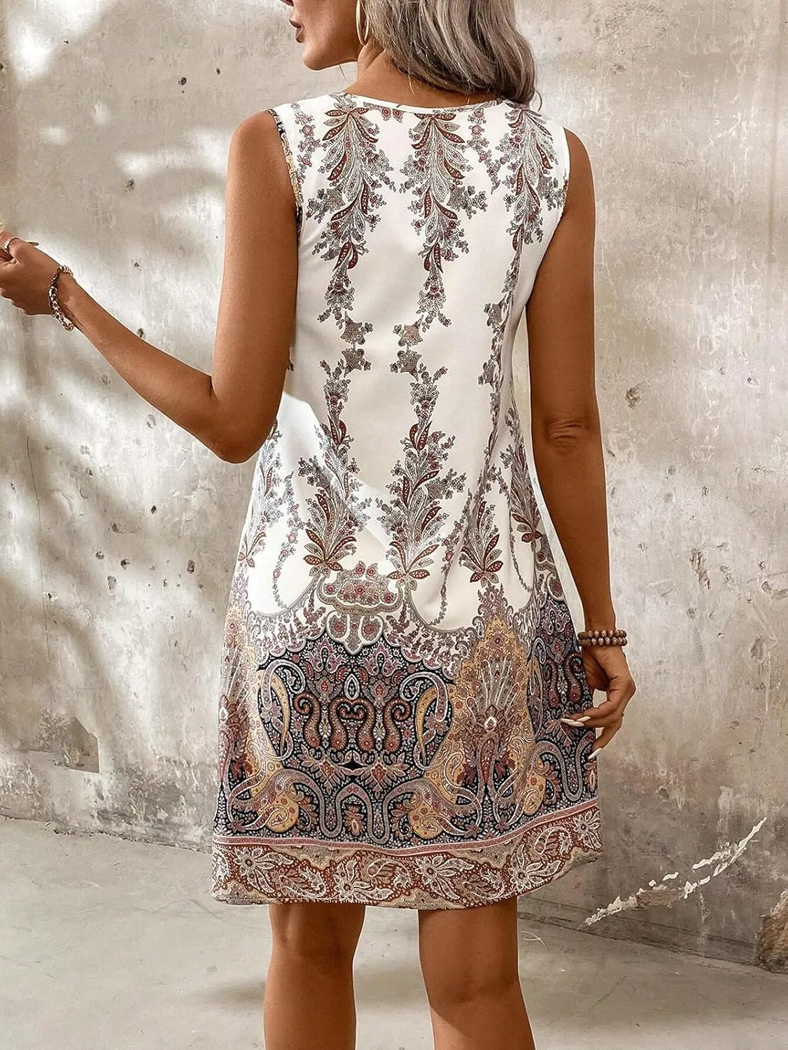 Women's Summer Dress 2025 Sleeveless Floral Boho Sundress Casual Beach Vacation Mini Dresses
