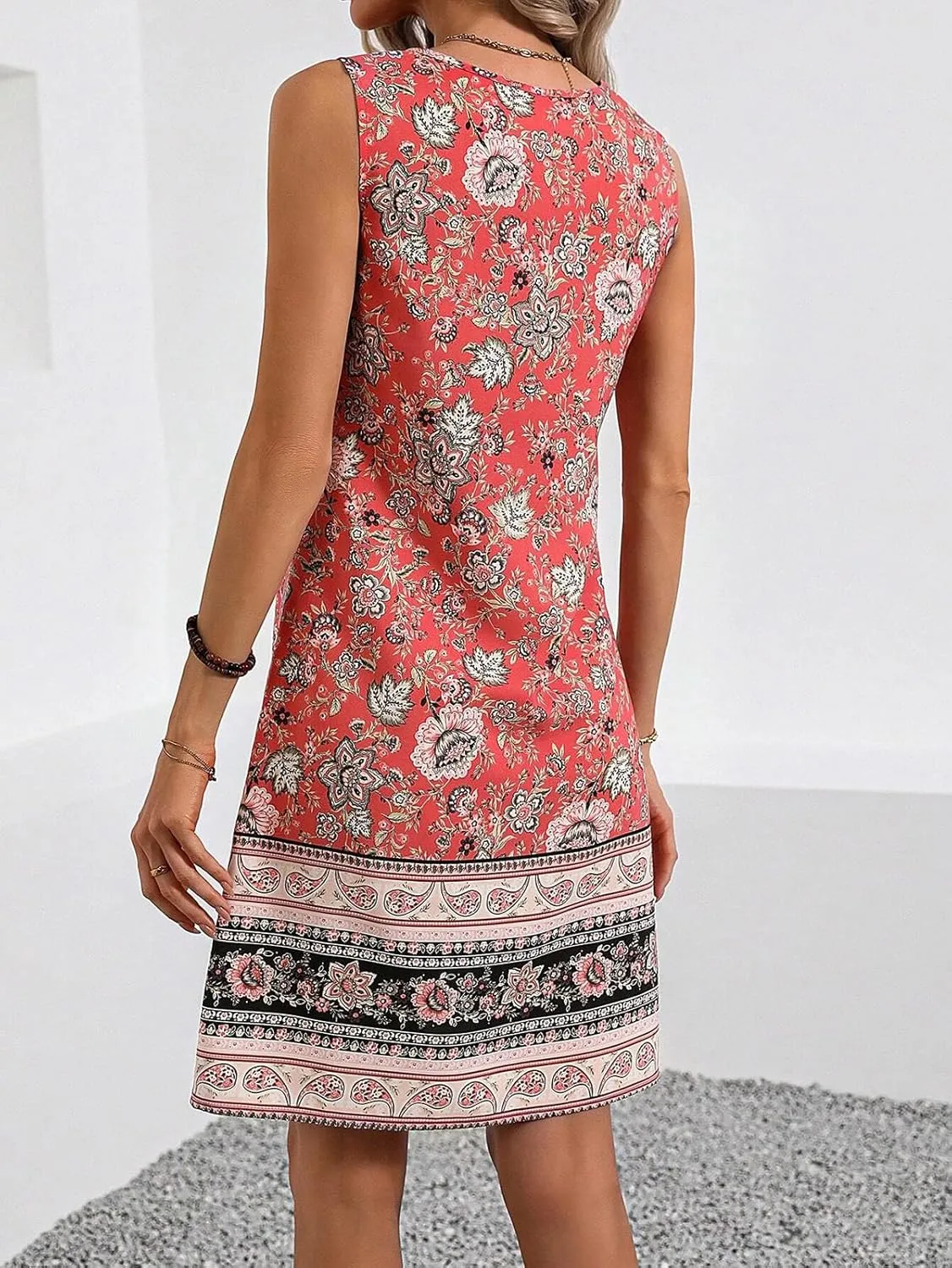 Women's Summer Dress 2025 Sleeveless Floral Boho Sundress Casual Beach Vacation Mini Dresses