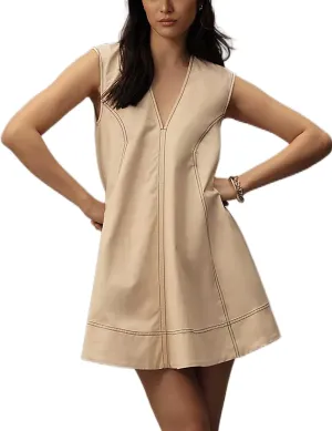 Womens Summer Sleeveless V Neck Mini Dress Short Summer Dresses Sundress Tube Top Beach Mini Dress