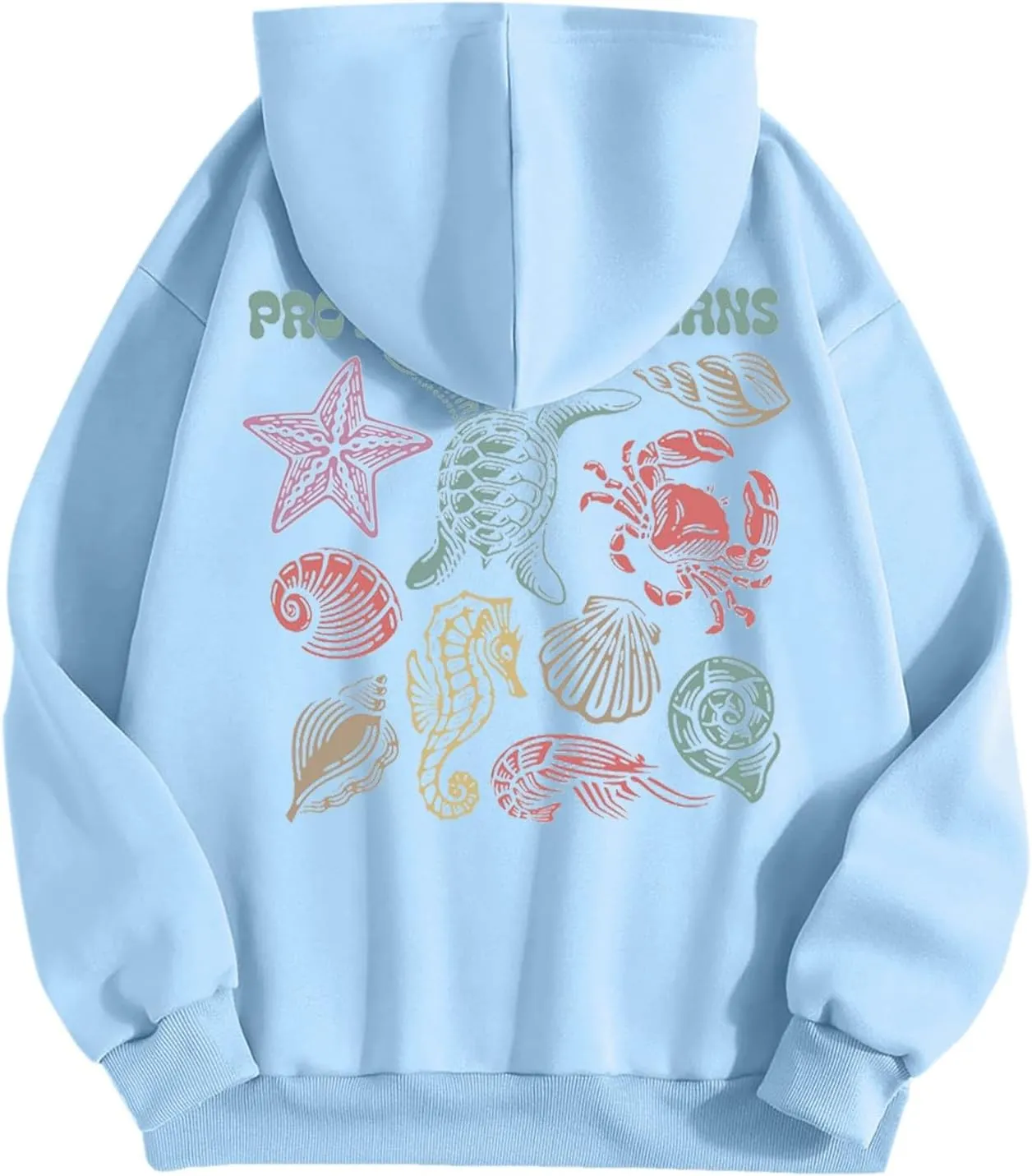 Womens Sweatshirt Graphic Oversized Hoodies Ocean Print Comort Long Sleeve Drawstring Pullover Surfing Hoodie