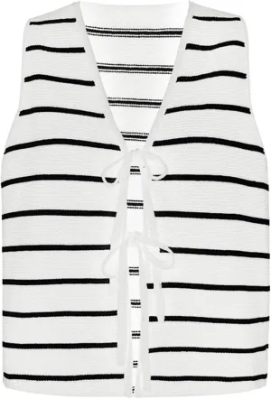 Womens Tie Front Sweater Vest Knit V Neck Lace Up Sleeveless Cardigan Casual Knitted Vest