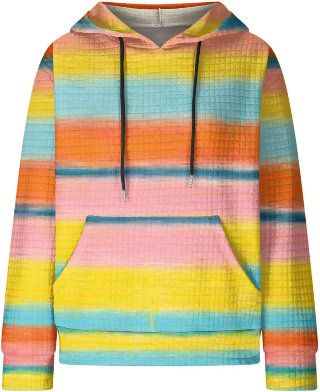 Womens Waffle Knit Hoodies Cute Hooded Sweatshirt Fall Casual Drawstring Pullover Sweater Workout Gym Hoodie Tops