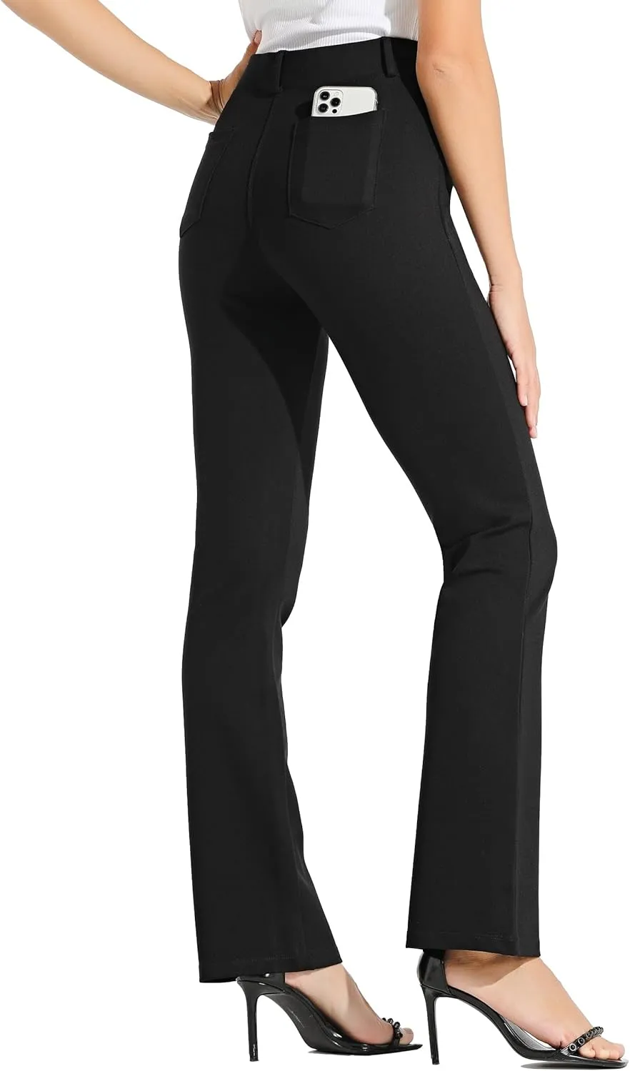 Women's Yoga Dress Pants Bootcut Work Slacks Stretch Office with Belt Loops 4 Pockets 28/29"/30"/31"/33"