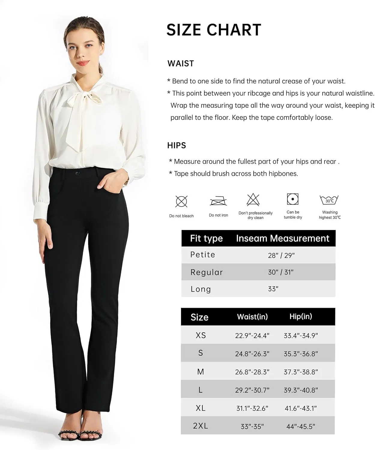 Women's Yoga Dress Pants Bootcut Work Slacks Stretch Office with Belt Loops 4 Pockets 28/29"/30"/31"/33"