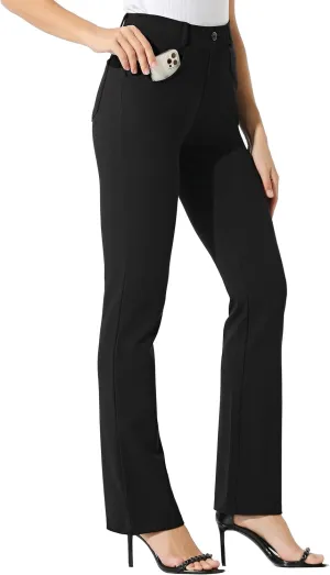 Women's Yoga Dress Pants Bootcut Work Slacks Stretch Office with Belt Loops 4 Pockets 28/29"/30"/31"/33"